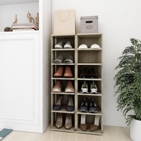 Meubles à chaussures, Armoires à chaussures, Meubles d'entrée 2 pcs Chêne Sonoma 27,5x27x102 cm DESIGN IN (1/5)