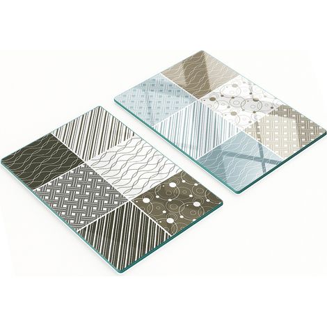 Taglieri decorativi in vetro temperato con motivo geometrico, 2x40x52 cm (1/5)