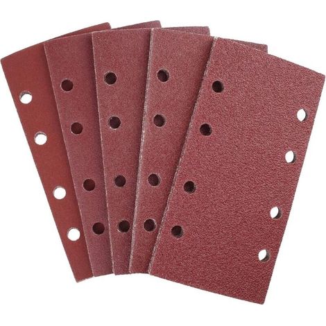 25 fogli di carta abrasiva per levigatrice orbitale 93 x 185 mm, 8 fori, carta abrasiva rettangolare, grana 40/60/80/120/240, ossido di alluminio, ideale per levigatura/lucidatura