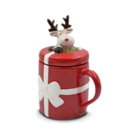 Decorazione Casa Natalizia Tazzone Latte Rosso in Ceramica 17 cm (1/2)