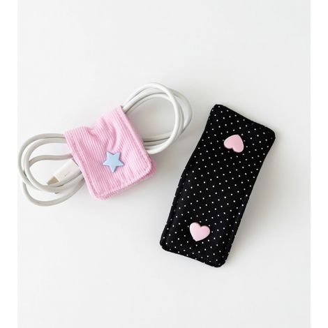 Sujetacables de tejido rosa rayado 10 pc (1/5)