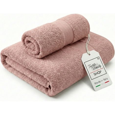 Coppia Asciugamani Viso e Ospite Cipria - Spugna 100% Cotone 450 g/m² Made in Italy