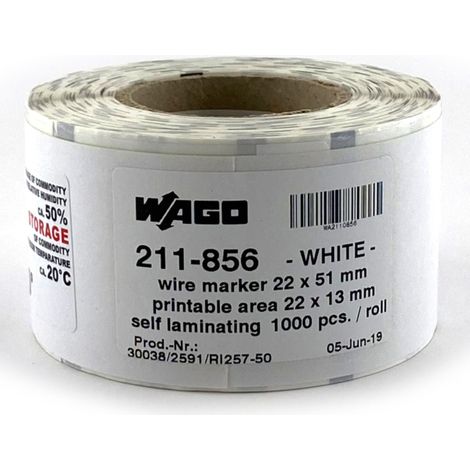 Indicatori per Morsettiera Bianchi 15x22mm Wago 211-856 per Marcature Cavi 1000 Pezzi