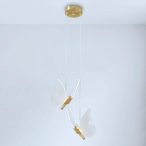 1 Suspension LED Papillon 12W Acrylique Métal 6500K Blanc Plafonnier Réglable Salon Chambre