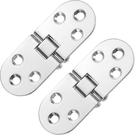 Folding Table Hinges – 2-Pack Zinc Alloy 180-Degree Round-Edge Hinges (Silver) (1/5)