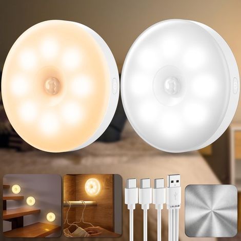 Lampe LED sans fil - Éclairage de cuisine - Applique murale - Lampe à détecteur de mouvement - Détection de mouvement jusqu'à 3 mètres - Rechargeable par USB-C - Fixation magnétique - 3 modes d'instal (1/5)