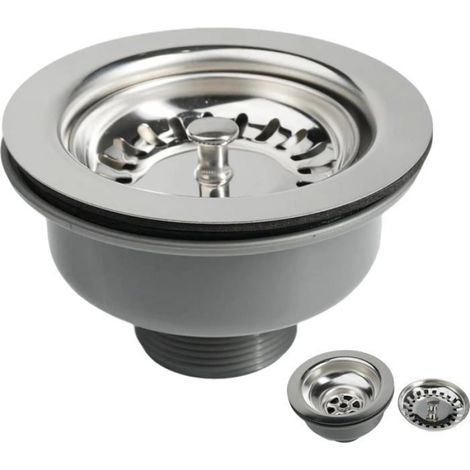 1 Bonde évier, Acier 304, ABS, Diamètre 114mm, Sans trop-plein, Cuisine (1/5)
