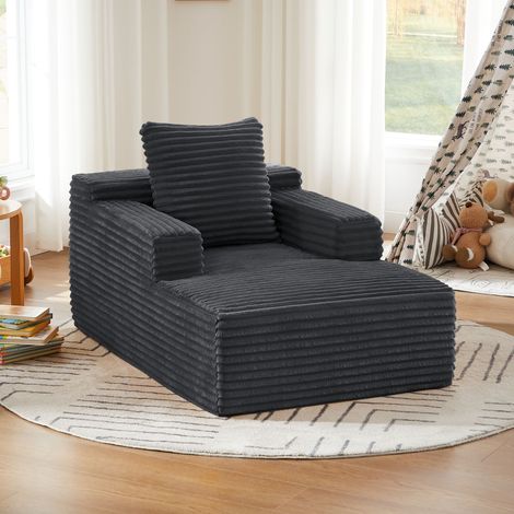 Canapé sans os, moderne méridienne en velours côtelé, convertible relax inclinable sans montage, fauteuil lounge pour salon, bureau et appartement (1/5)