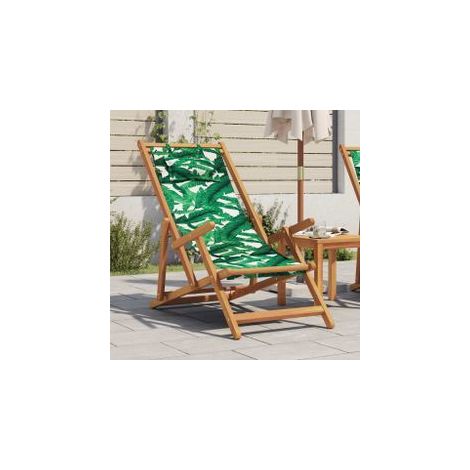 Chaise pliable plage motif de feuilles bois d'eucalyptus-tissu (1/5)
