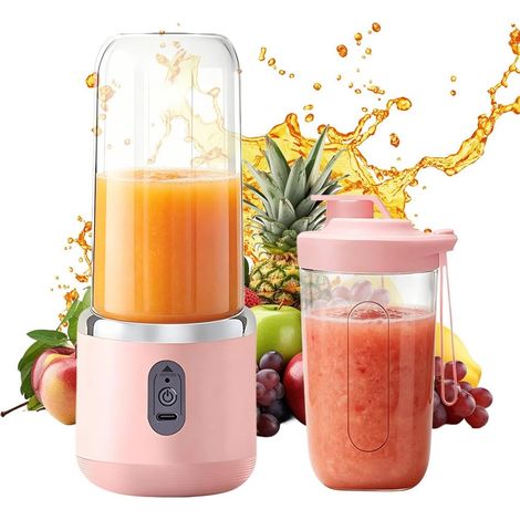 1 Mixeur Portable, 400 ml, 6 Lames Acier Inoxydable, Rechargeable USB, Pour Smoothies Et Voyages (1/5)