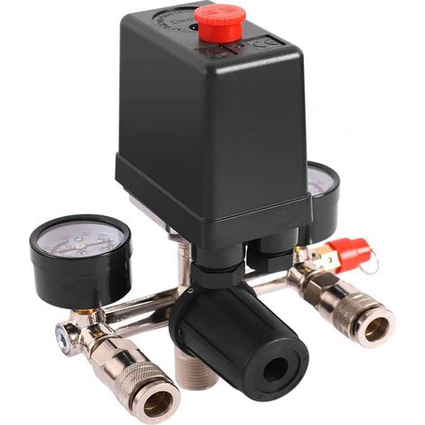 Regulateur De Pression - 8 Bar Max - Avec Manometres Double Affichage Et Raccords Rapides - Pour Systeme Air Comprime - 1 Unite (1/5)