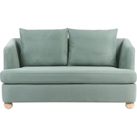 Sofá de 2 plazas con tapizado de tela reposabrazos y patas redondas de madera salón verde claro Rattvik