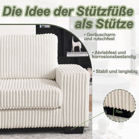 Canapé d'angle gauche 4 places, 256x133x89 cm, tissu velours côtelé beige, mobilier modulable avec pouf ovale, 2 oreillers fournis, parfait pour séjour, studio ou bureau. (1/5)