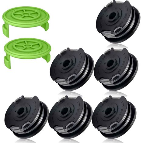 Paquete de 8 cuerdas dobles para desbrozar compatibles con las desbrozadoras Greenworks 2101602, 2101602A, STBA40B210 y BST4000, cuerda de repuesto de 0,065" (2900719) y tapa para carrete (6 carretes  (1/5)