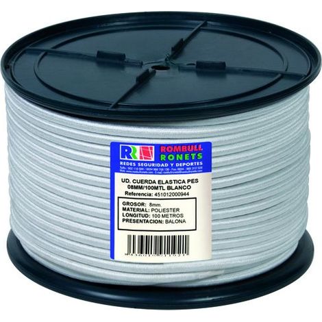 Cuerda elastica poliester 4 mm. blanca 200 m. ROMBULL