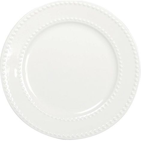 Assiette à Dessert Ronde en Porcelaine Blanche avec Motifs Perles pour Table 20 cm - PANGIVO (1/3)