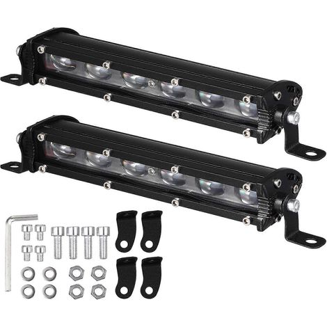 Lot de 2 barres lumineuses LED pour feux extérieurs de voiture et feux de travail pour camionnettes.-22.6x5cm-Black