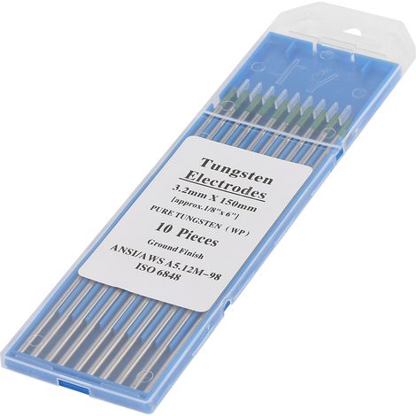 Lot de 10 électrodes en tungstène pur WP pointe verte pour soudure TIG AC, Ø1,0 x 150 mm (1/5)