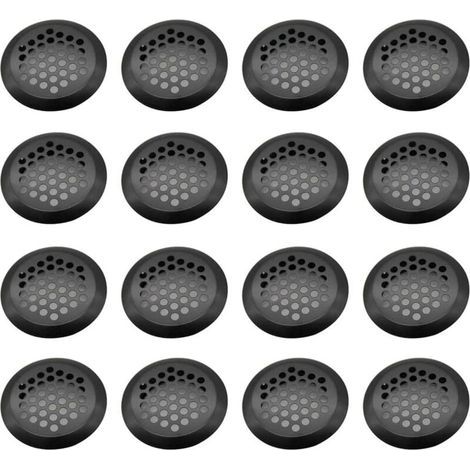 Lot de 16 grilles de ventilation rondes en acier inoxydable pour armoires de cuisine, meubles, armoires à chaussures (1/4)