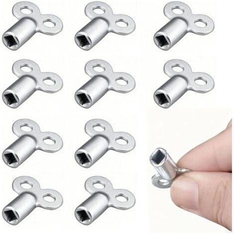 10 Pièces Clés de Purge pour Radiateur, Universelle Clés de Purge Clés Carrées Cle Chauffage Central et Accessoires compatibles avec Tous Types de Chauffages pour de Nombreux Radiateurs Argent (1/4)