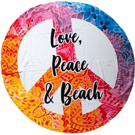 Filiyano-Serviette de bain en microfibre, motif Love, Peace & Beach multicolore
