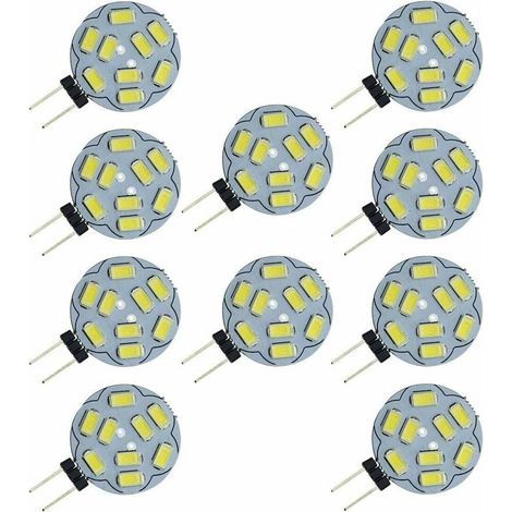 Confezione da 10 lampadine LED G4 9 SMD 5730 12V AC/DC, base a doppio canale, plafoniera a incasso. Lampadina LED di ricambio per lampadine alogene da 20W, bianco caldo 2700K [Classe n (1/5)