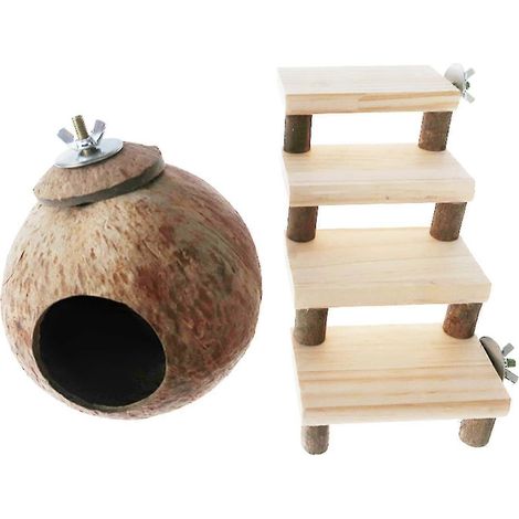 Kokosnuss-Hamsterhaus, Schlafkäfig-Zubehör, Bewegungshütte für Hamster und Ratten (1/5)