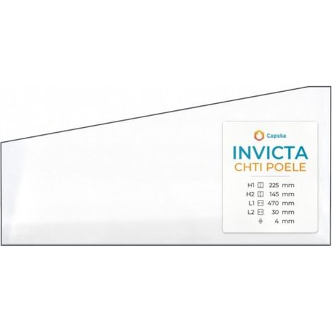 Vitre Invicta CHTI POELE - Verre 1 angle coupé pour poêle à bois - 470 / 30 x 225 / 145 x 4 mm (L1/L2 x H1/H2) - 4 mm (1/5)