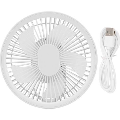 Ventilateur LED 2-en-1 avec lampe de plafond, rechargeable USB, portable, pour maison, voiture, bureau, camping, voyage, blanc (1/5)