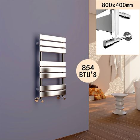 ELEGANT 800 x 400 Chrome Designer Flat Panel Heated Towel Rail Radiator (1/5)