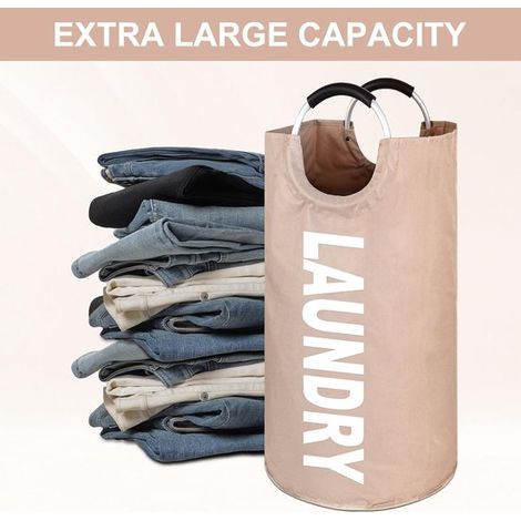 Cesto de ropa plegable，capacidad de 90 litros，recolector de ropa con asa，cesto de ropa de tela Oxford，bolsa de ropa impermeable，Gris oscuro (1/5)