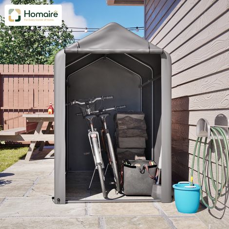 HOMAIRE Garage à vélo en acier noir avec toit en PE gris, idéale pour balcon, terrasse et cour