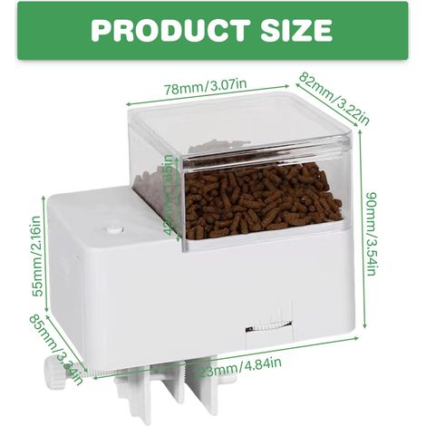 Distributore automatico di cibo per acquari - 150 ml, 4 modalità timer - Per pesci e pesci rossi - Con serbatoio (1/4)