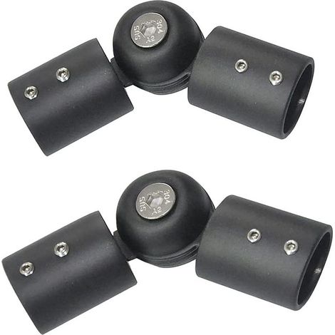 Set mit 2 robusten Eckverbindern für Gardinenstangen – 25 mm – Edelstahl – verstellbar – für Terrassentüren – Schwarz (1/4)