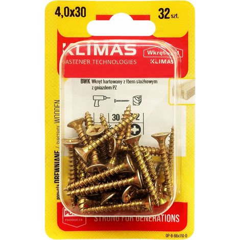 Vis à bois trempées 4x30mm 32pcs PZ2 or (1/5)