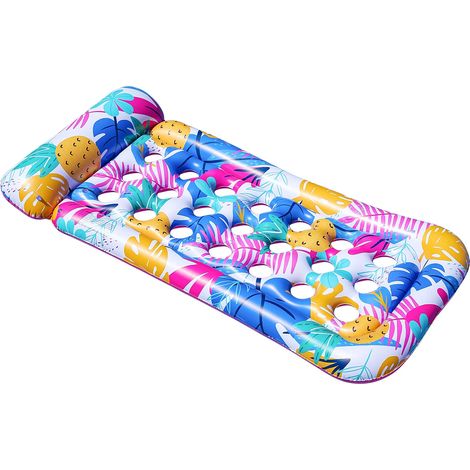 (Violet) Tapis de piscine gonflable avec appui-tête, matelas flottant pour lac, chaise longue de plage (1/3)