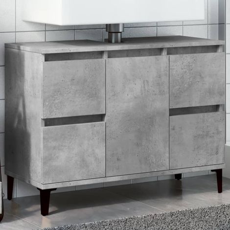 vidaXL Mobile Lavabo Grigio Cemento 80x33x60 cm in Legno Multistrato