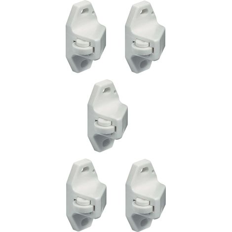 Cyclingcolors – Lot de 5 loqueteaux à rouleau blanc – Pour meubles et placards – Installation facile dans cuisine et salle de bain (1/2)