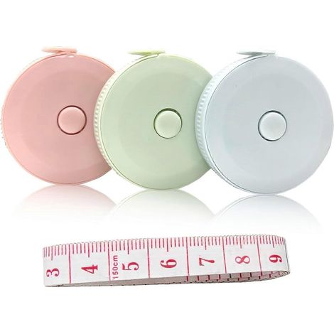 Lot de 3 mètres ruban rétractables + 1 mètre ruban souple pour mesures corporelles (152 cm), ruban de couture de qualité supérieure, règle en vinyle double échelle pour peser (1/4)