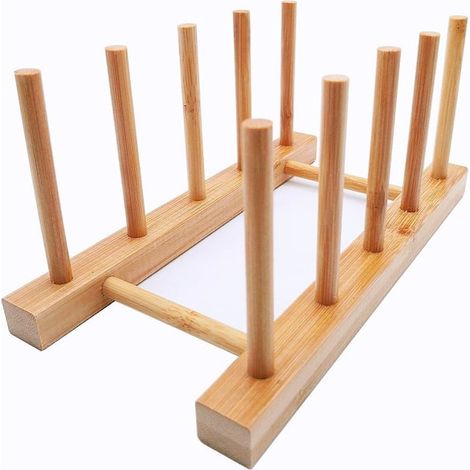 Porte-assiettes en bambou avec plateau à découper et égouttoir-AquaForge (1/5)