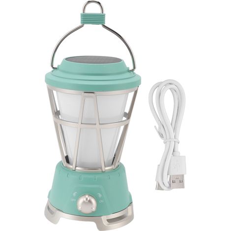 Lampe de Camping Solaire Rétro avec Flamme d'Ambiance, Lanterne Extérieure Verte pour Tente (1/5)