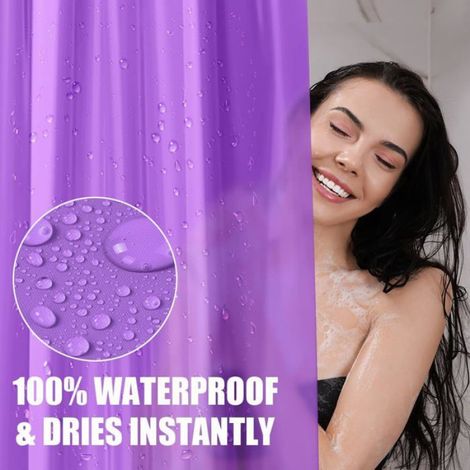Rideau de douche PEVA - 180x180 cm - Violet - Imperméable - Anti-moisissure - Avec 12 anneaux MASQUE - MOUFLE - CHAUSSONS CH (1/5)