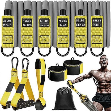 Bandes de résistance fortes, bandes d'exercice de 136 kg avec poignées, bandes d'entraînement avec ancrage de porte et sangles de cheville (1/5)