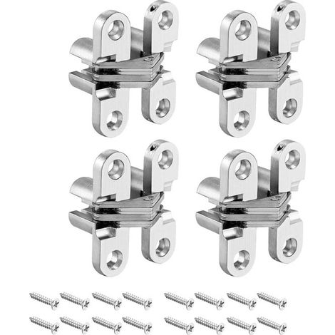 Charnière invisible, lot de 2, vis incluses. Charnières pour portes intérieures, charnières pour meubles, charnière à fermeture amortie, charnières pour placards de cuisine. Invisible. (1/5)