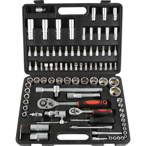 Coffret à outils avec 94 Pièces Tournevis Mallette à outils à cliquet / écrou Noir (1/5)