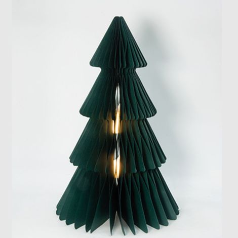 Árbol de Navidad en Papel Verde 30x50 cm con luz LED Cálida