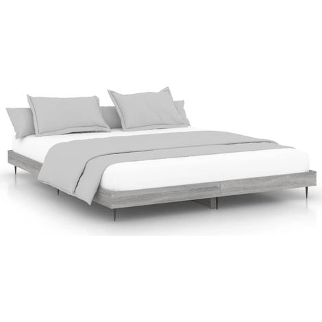 Lit double Lit adulte Cadre de lit sans matelas sonoma gris 200x200 cm (1/5)
