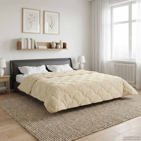 Ganzjahresbettdecke Gepolstert Creme 200 x 200 cm