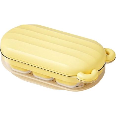 Bac à glaçons : bac à glaçons avec mécanisme à poussoir (ours), moule en silicone, 6 compartiments, bac à glaçons carré avec couvercle, boîte de range (1/5)