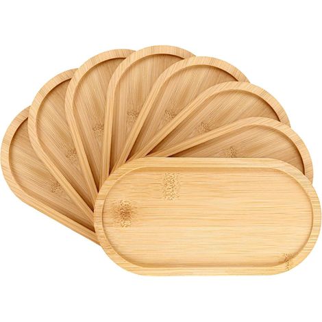 8-teiliges Set ovaler Bambustabletts, 19,5 x 9,5 x 1 cm, Serviertablett aus Bambus für das Frühstück (1/5)